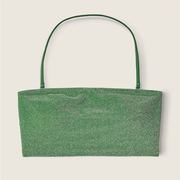 PINK Victoria's Secret Other - Sparkle Green Shimmer Bandeau Bikini Top halter size XL swim